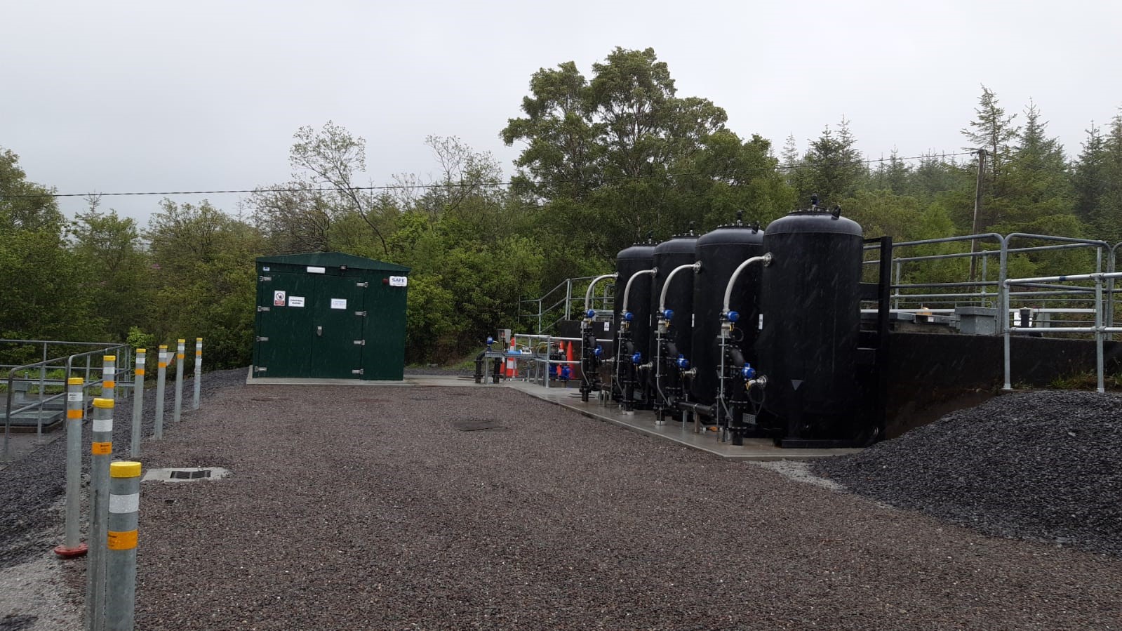 Water tanks outside a treatment plant