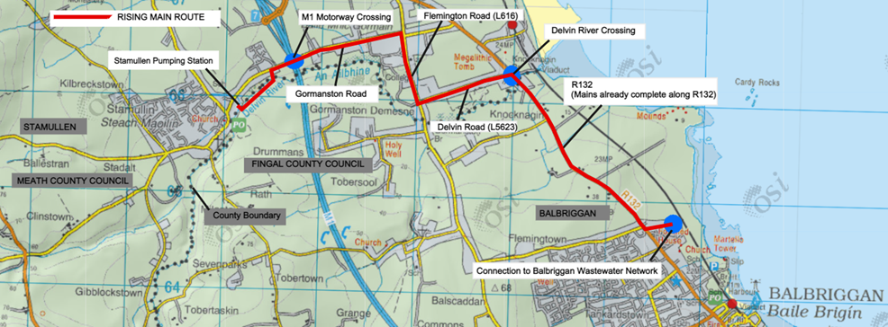 Maps of Balbriggan wastewater upgrade works