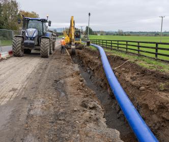 Water main installation at current works location on R689 Fethard Road.
