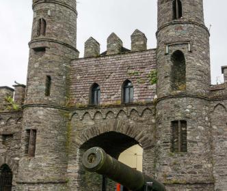 A canon in front of an old castle in West Cork